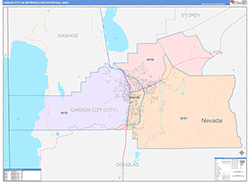 Carson City Metro Area Wall Map Color Cast Style 2026